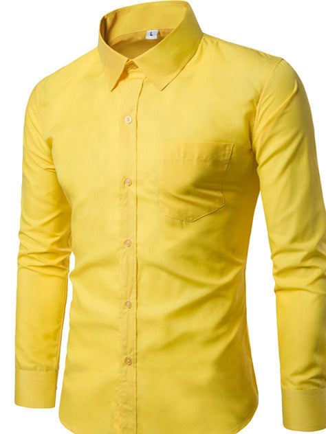 Candy Color Men's Casual Long Sleeve Shirt - Amazhona 