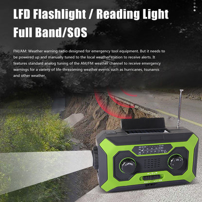 LED Lighting Solar Hand-cranked Power Bank Radio - Amazhona 