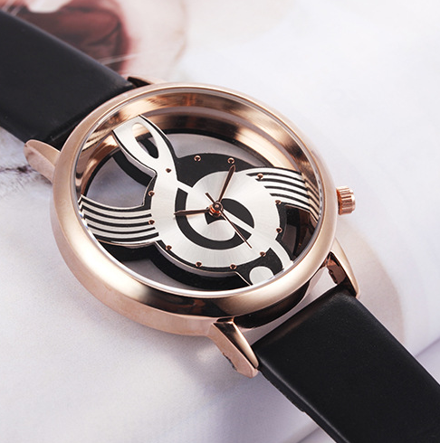 Hollow Musical Note Leather Wrist Watch - Amazhona 