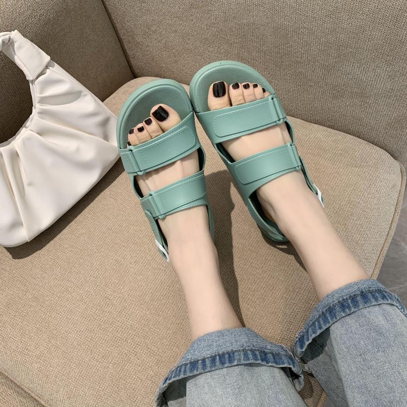 Korean Style Solid Color Casual PVC Outer Wear Sandals - Amazhona 