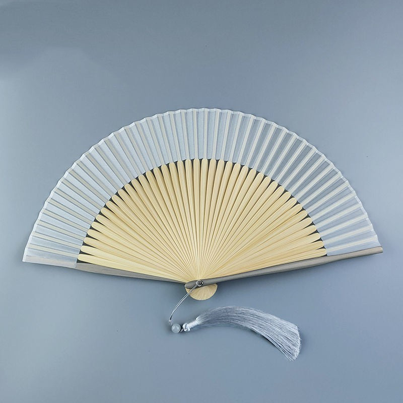 Bamboo Fan With Silk Baking Varnish - Amazhona 