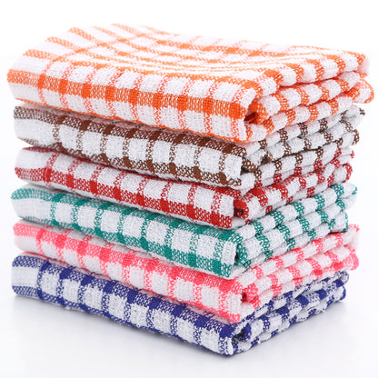 Kitchen Absorbent Cotton Jacquard Plaid Towel