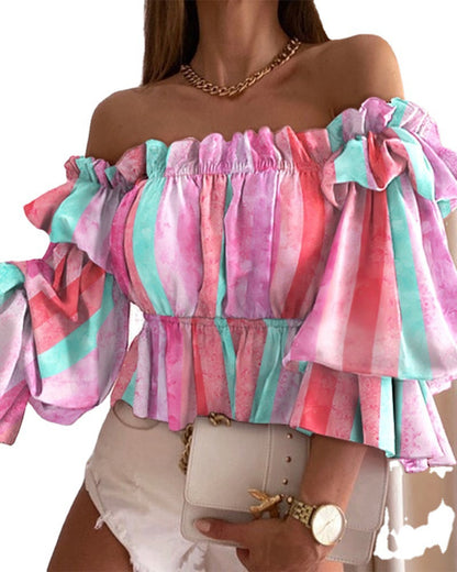 Summer New Style Collar Sexy Fashion Long-sleeved Waist Short Blouse Women - Amazhona 