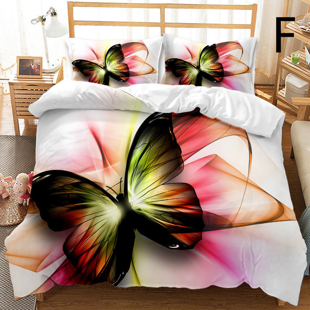 Butterfly Series Three-piece Bedding Quilt Cover Set - Amazhona 