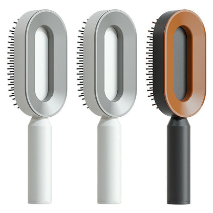 Self Cleaning Hair Brush For Women One-key Cleaning Hair Loss Airbag Massage Scalp Comb Anti-Static Hairbrush - Amazhona 