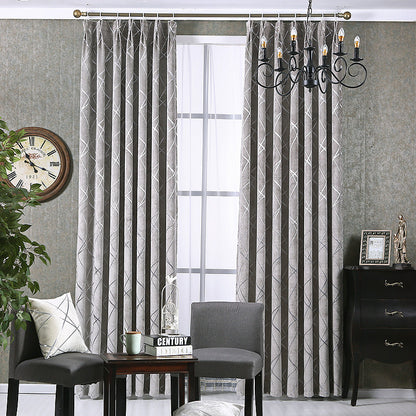 Solid Color Simple Modern Light Luxury Living Room Chenille Blackout Curtains - Amazhona 