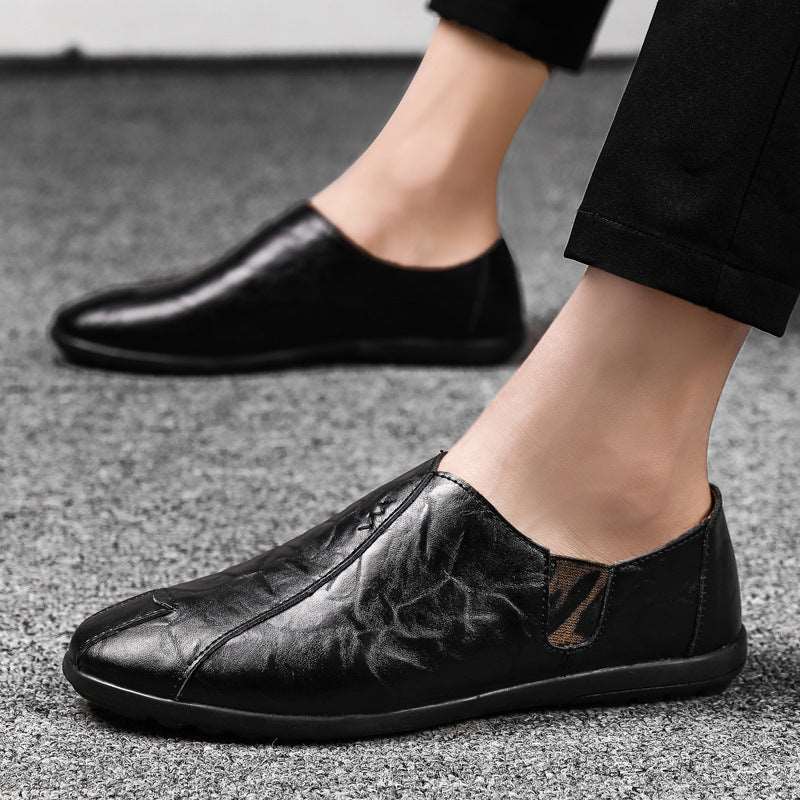 Business Leather Shoes Middle-aged Dad Shoes Breathable Peas Shoes - Amazhona 