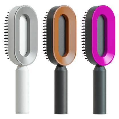 Self Cleaning Hair Brush For Women One-key Cleaning Hair Loss Airbag Massage Scalp Comb Anti-Static Hairbrush - Amazhona 