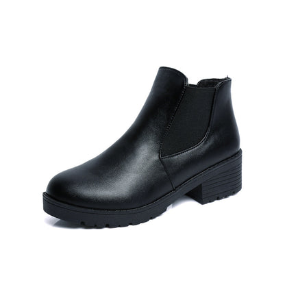 Women's Low-cut Chunky Heel Ankle Boots - Amazhona 