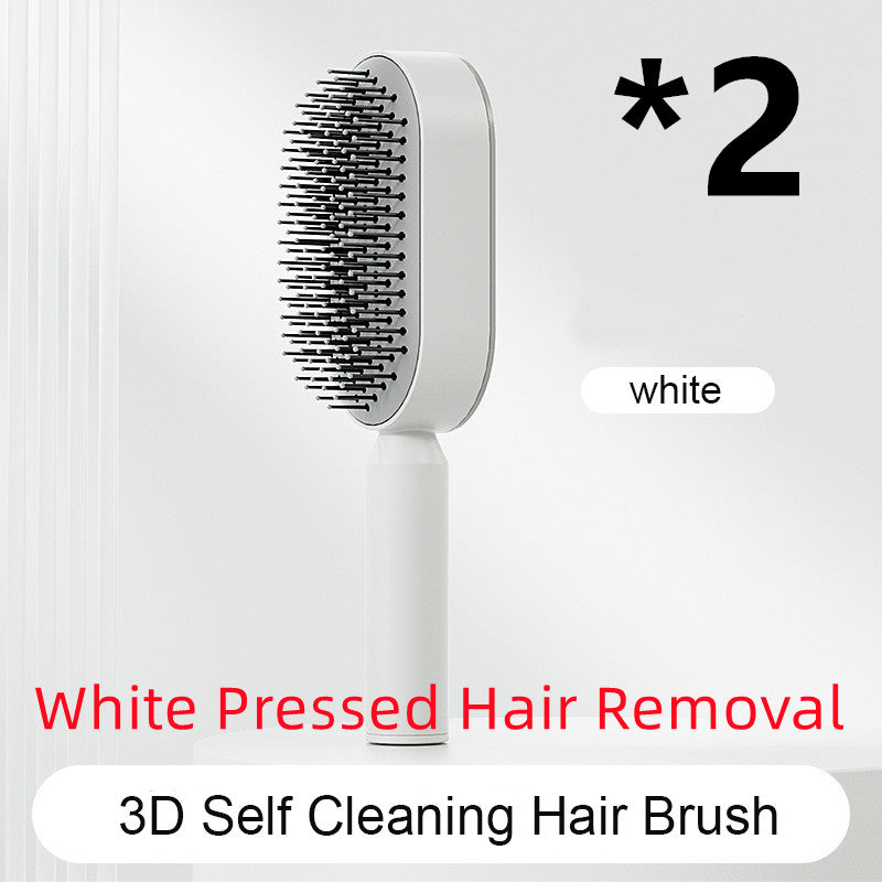 Self Cleaning Hair Brush For Women One-key Cleaning Hair Loss Airbag Massage Scalp Comb Anti-Static Hairbrush - Amazhona 