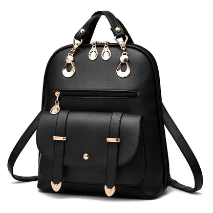 Female bag fashion PU leather dual-use backpack - Amazhona 