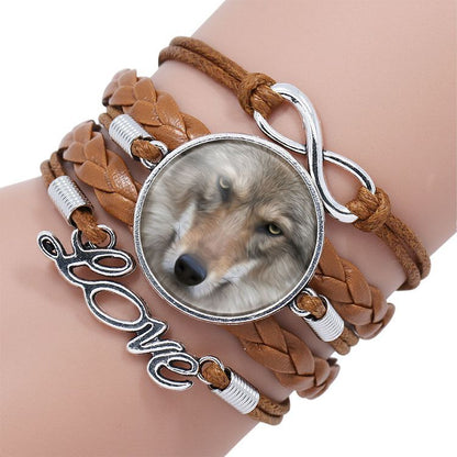 Multi-layered gemstone wolf bracelet - Amazhona 