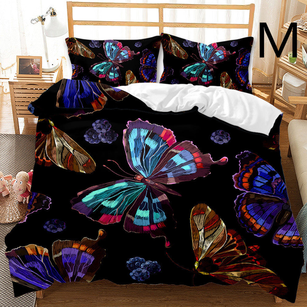 Butterfly Series Three-piece Bedding Quilt Cover Set - Amazhona 