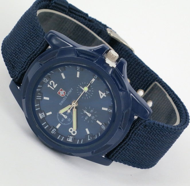 Military Men Gemius Swiss Army Sport Round Dial New Quartz Nylon Band Wrist Watch - Amazhona 