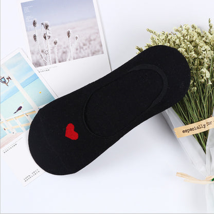 Fashion Women's Love Invisible Shallow Cotton Socks - Amazhona 