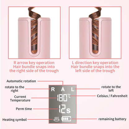 Wireless Automatic Curler USB  LCD Screen Ceramic Heating Anti-perm Curler - Amazhona 