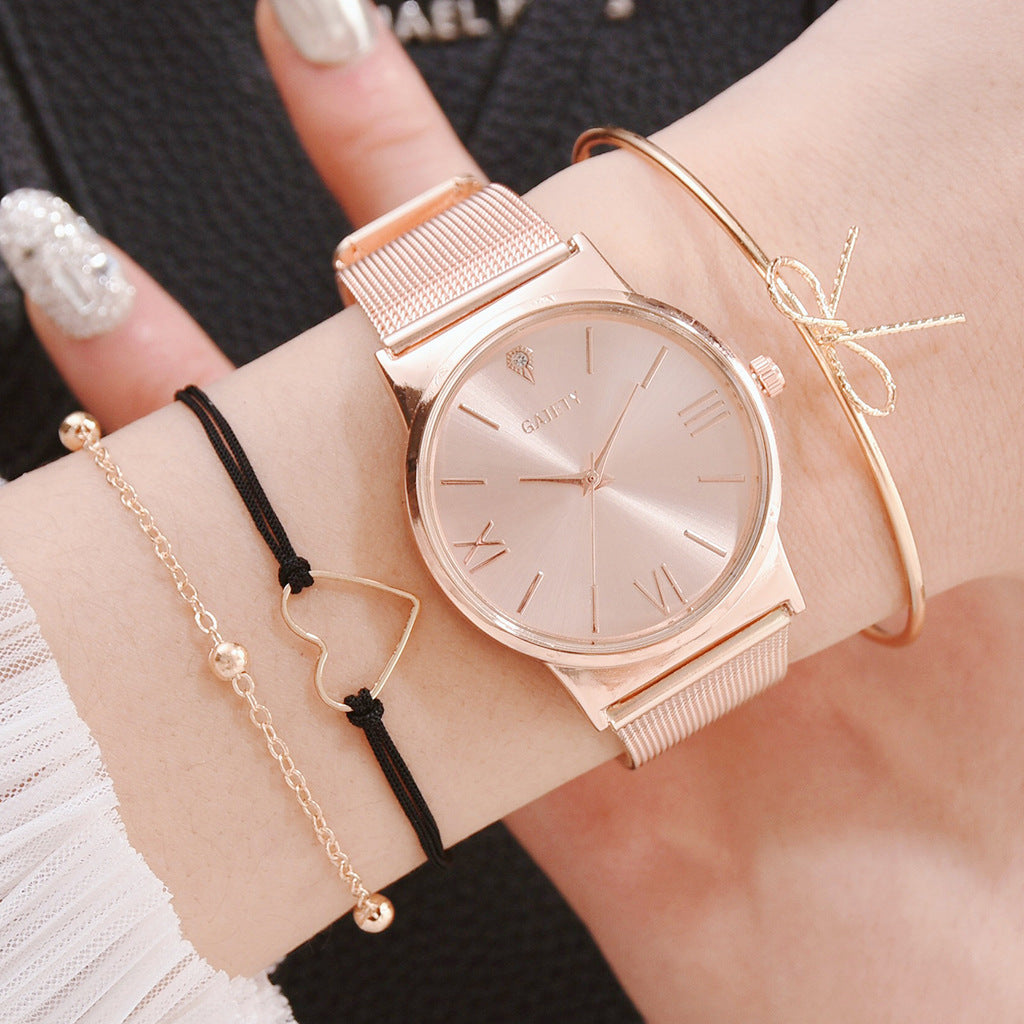 GAIETY Fashion Brand 4pcs/Set Dress Women Rose Gold Watches Luxury Ladies Wrist Watch Female Quartz Clock Bracelet reloj mujer - Amazhona 