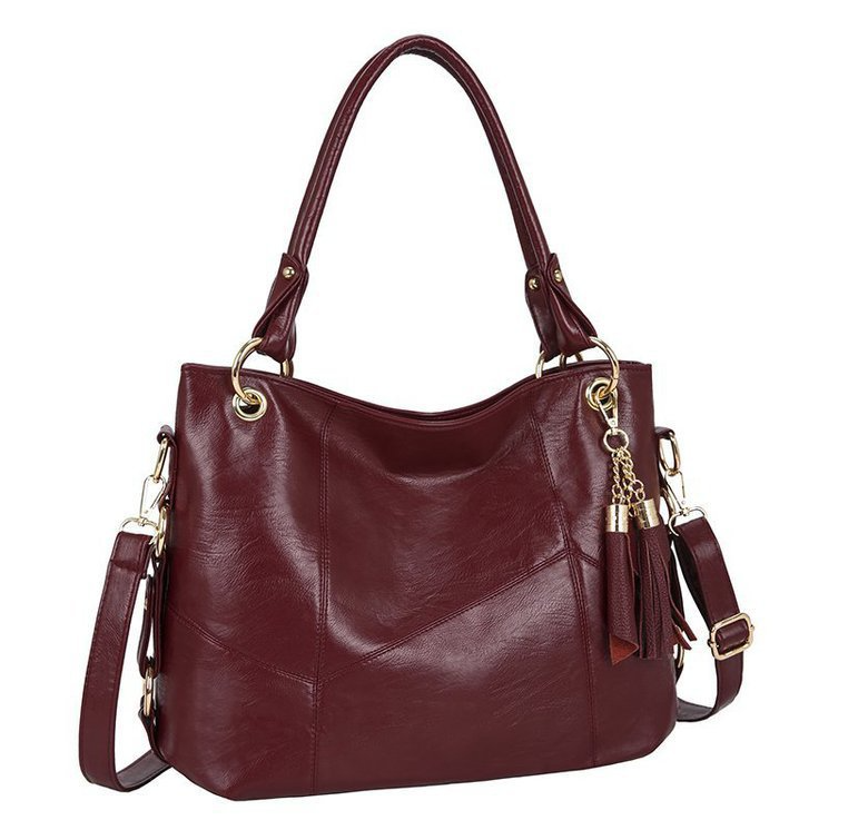 Leather tassel soft leather shoulder bag - Amazhona 