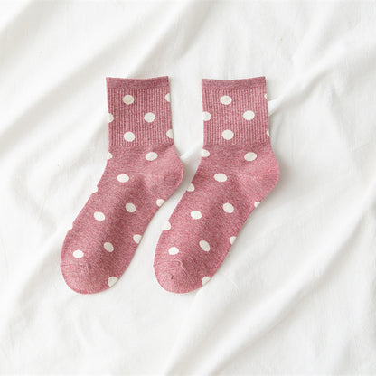 Ladies Cotton Dot Sweet Japanese Socks - Amazhona 