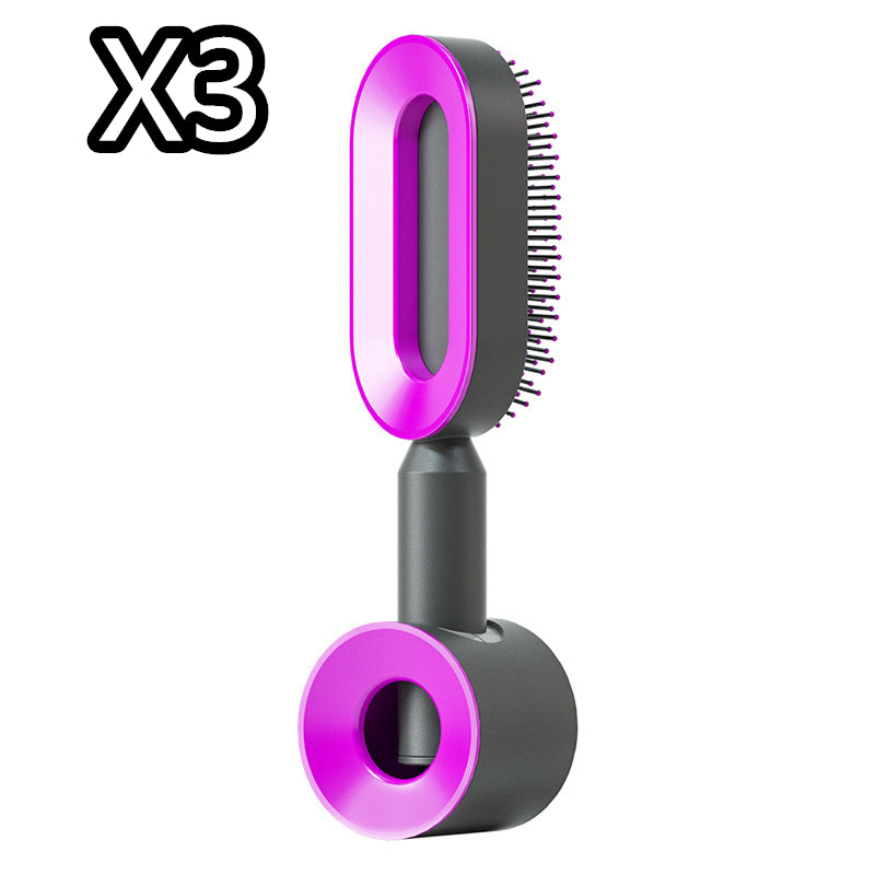 Self Cleaning Hair Brush For Women One-key Cleaning Hair Loss Airbag Massage Scalp Comb Anti-Static Hairbrush - Amazhona 