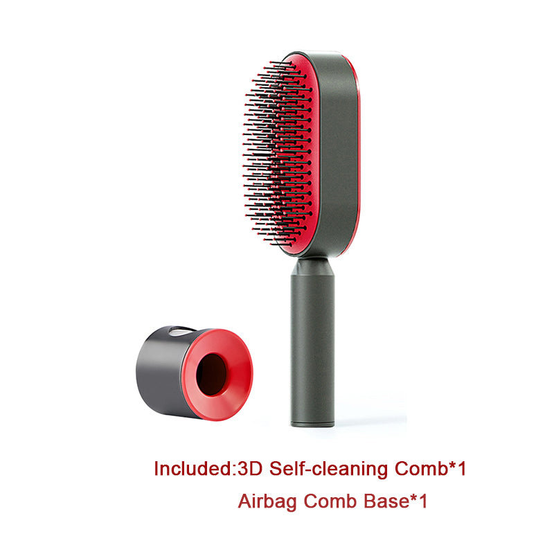 Self Cleaning Hair Brush For Women One-key Cleaning Hair Loss Airbag Massage Scalp Comb Anti-Static Hairbrush - Amazhona 