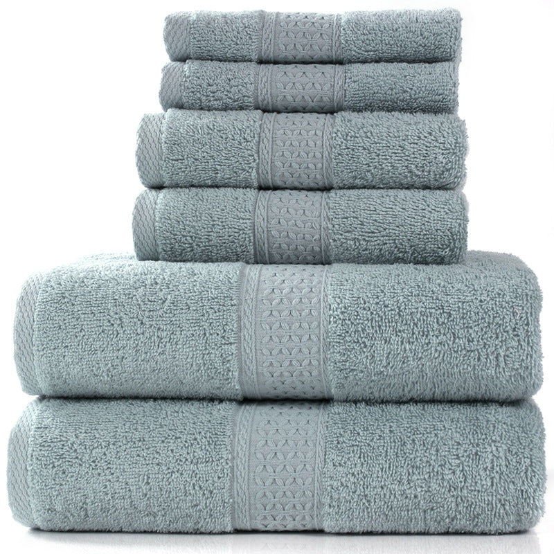 Home Simple Cotton Absorbent Towel Bath Towel 6-Piece Set - Amazhona 