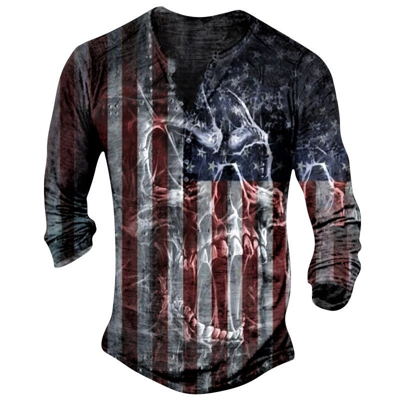 Printed Men's Street Long-sleeved Sports T-shirt - Amazhona 