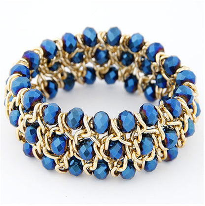 European And American Fashion All-match Woven Gorgeous Crystal Mix And Match Temperament Elastic Bracelet - Amazhona 