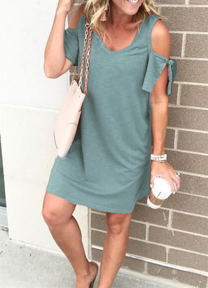 Women's Strapping New Fashion Slim Solid Loose Dress - Amazhona 