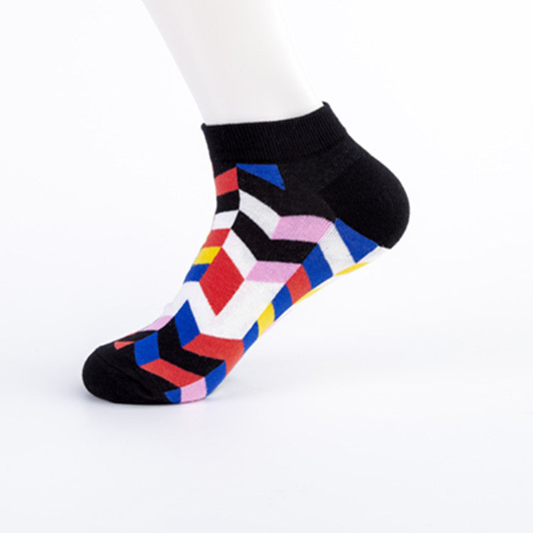 Men's Socks Trend New Geometric Series Boat Socks - Amazhona 