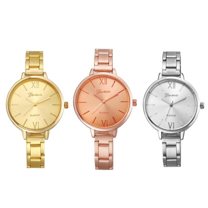 Geneva Fine Strip Steel Alloy Watch Quartz Watch Ladies Watch - Amazhona 