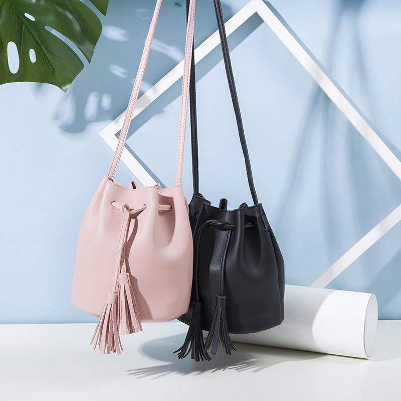 Women's fashion match color consistent wine rubber rope bucket bag - Amazhona 