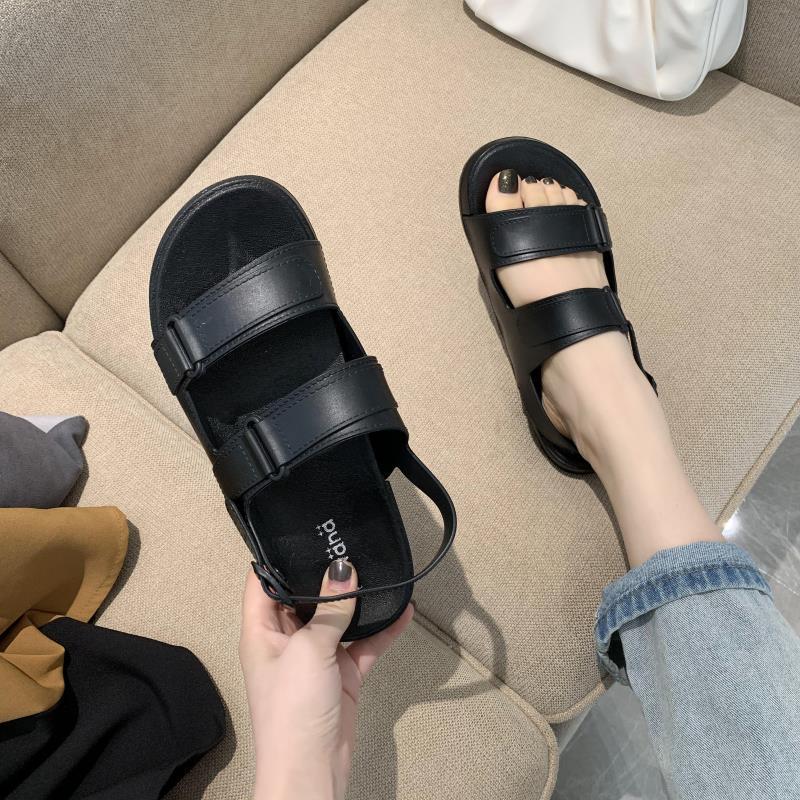 Korean Style Solid Color Casual PVC Outer Wear Sandals - Amazhona 