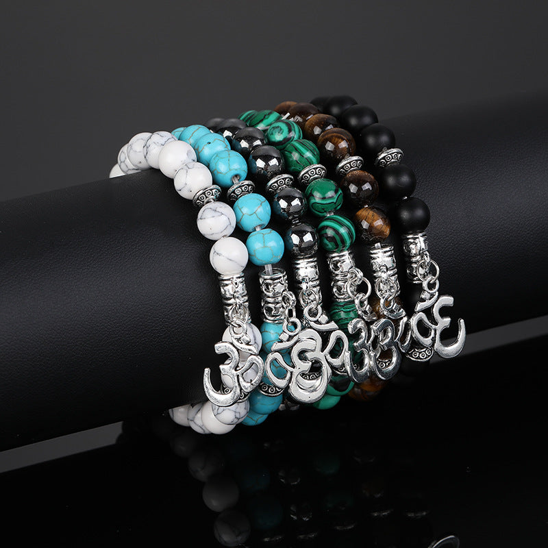 Men's Fashion White Turquoise Alloy Bracelet - Amazhona 