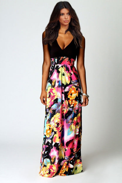 Sleeveless Printed Slim Fitting Dress - Amazhona 