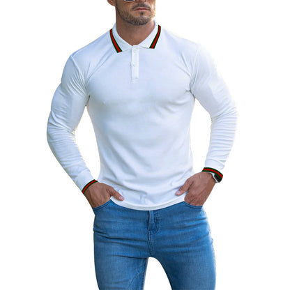 Men's Solid Spring And Autumn Lapel Cotton Casual Bottom Shirt - Amazhona 