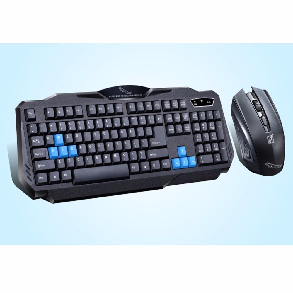 1 Set Of Durable Fashion Colorful Ergonomical Designed Wireless Black Keyboard Mouse Combos For Office & Home Computer Gam - Amazhona 