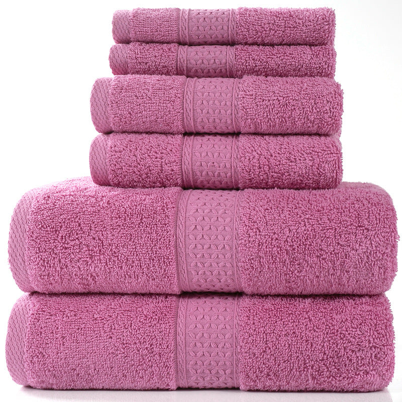 Home Simple Cotton Absorbent Towel Bath Towel 6-Piece Set - Amazhona 