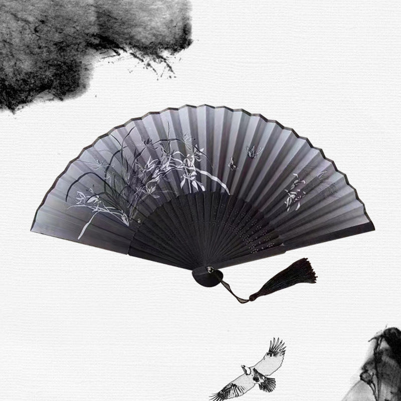 Folding Fan Bamboo Ancient Style Han Chinese Clothing Chinese Style Small Fan - Amazhona 