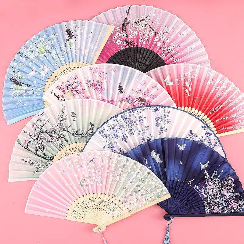 Lady's Folding Fan Ancient Style Small Folding Fan - Amazhona 