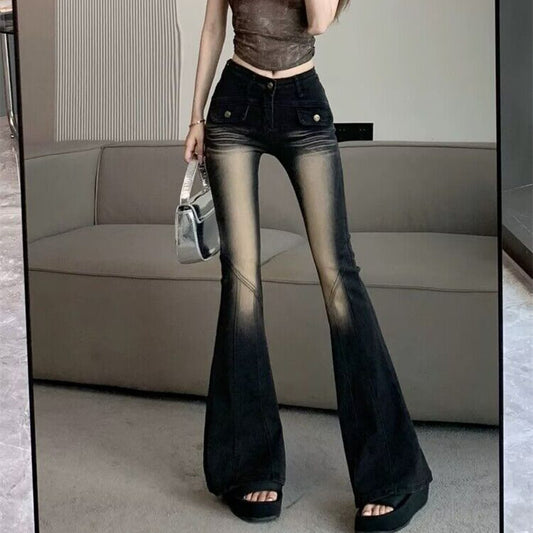 Women's Fashionable Retro Gradient Color Skinny Jeans