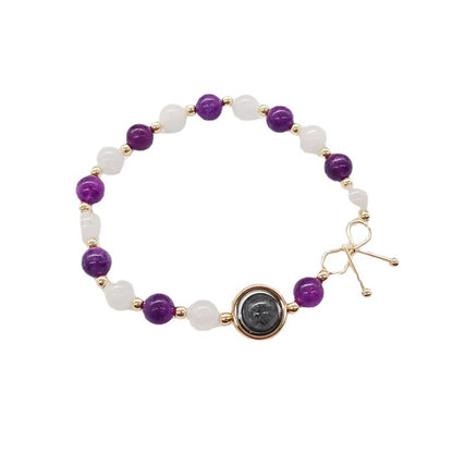 Crystal White Moonlight Amethyst Bracelet Girl - Amazhona 