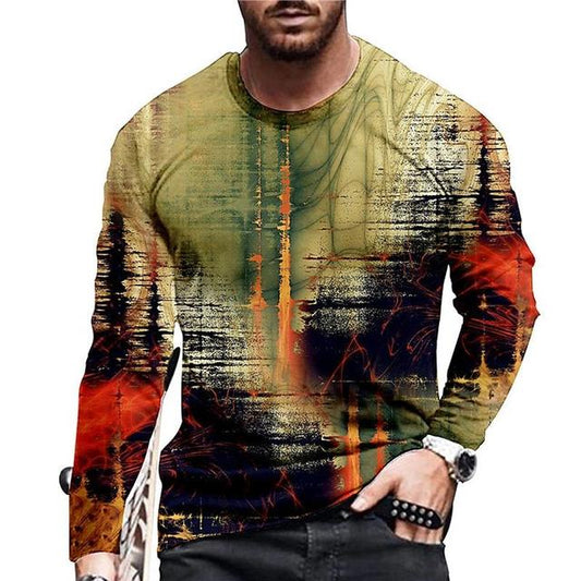 Men's Clothing Long-sleeved Round Neck T-shirt - Amazhona 