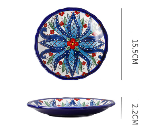 Underglaze Ceramic Tableware Bohemian Household Dishes - Amazhona 