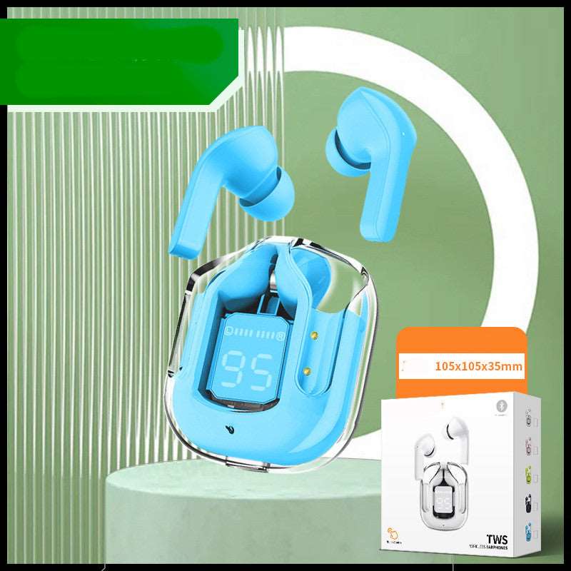 New Mini Transparent Wireless Bluetooth Headset Digital Display ENC Noise Reduction True Wireless Sports Music - Amazhona 