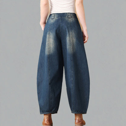 Lantern Jeans For Women Retro Wide Leg Casual