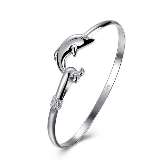 Personalized Accessories Silver Single-Line Dolphin Bracelet - Amazhona 