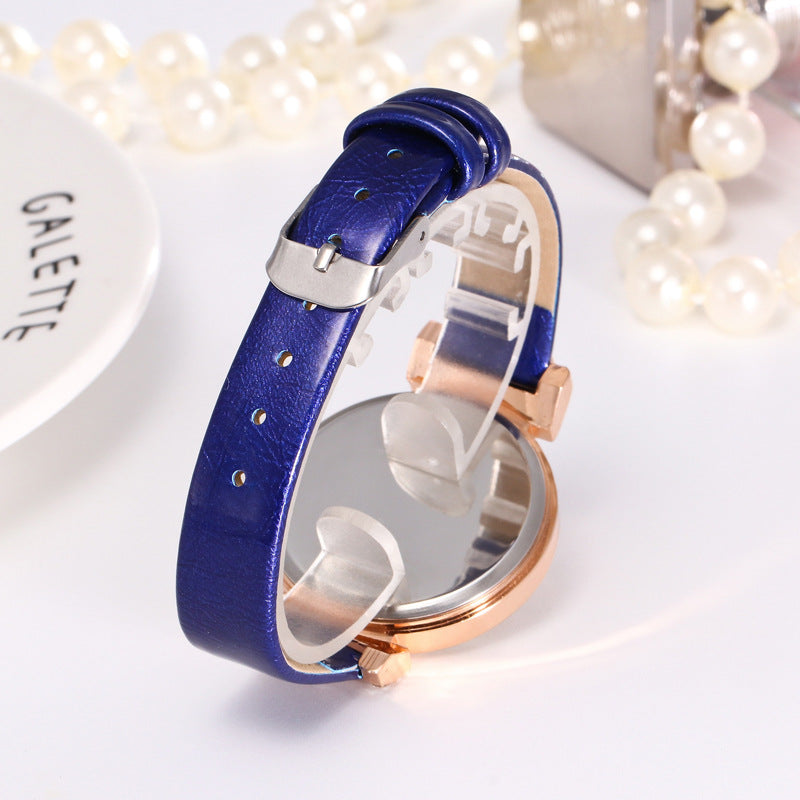 Peach heart rhinestone big number belt female watch - Amazhona 