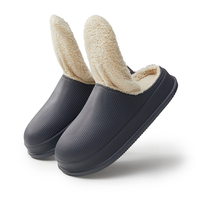 Men's And Women's Waterproof Warm Thick Bottom Non-slip Cotton Slippers - Amazhona 