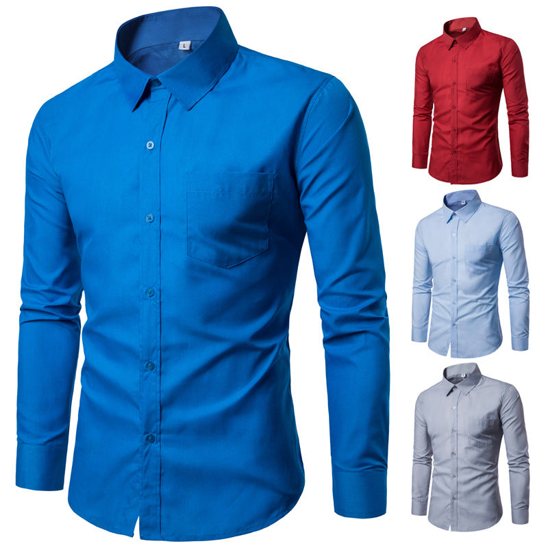 Candy Color Men's Casual Long Sleeve Shirt - Amazhona 